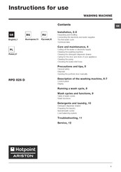 Hotpoint Ariston RPD 826 D Instructions For Use Manual