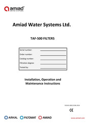amiad TAF-500 Installation, Operation And Maintenance Instructions
