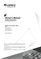 Gree GMV-168WM/B-U Owner's Manual