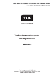 TCL RF260BSE0 Operating Instructions Manual