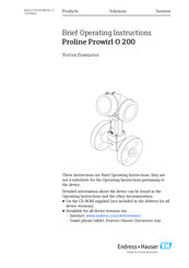 Endress+Hauser Proline Prowirl O 200 Brief Operating Instructions
