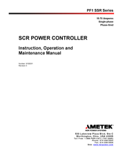 Ametek PF1 SSR Series Instruction, Operation And Maintenance Manual