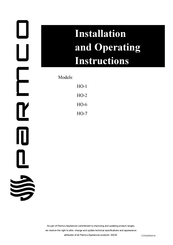 Parmco HO-2 Installation And Operating Instructions Manual
