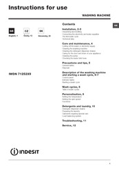 Indesit IWDN 71252X9 Instructions For Use Manual