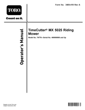 Toro TimeCutter MX 5025 Operator's Manual
