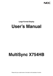 NEC X754HB User Manual