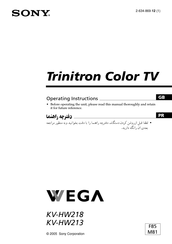 Sony Trinitron Wega KV-HW213 Operating Instructions Manual