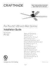 Craftmade Pro Plus P112BNK5-52DWGWN Installation Manual