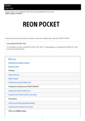 Sony REON POCKET Help Manual
