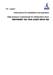 Beko DRYPOINT RS 700-3500 HP45 NA Instructions For Installation And Operation Manual