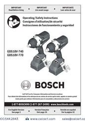 Bosch GDS18V-770 Operating/Safety Instructions Manual