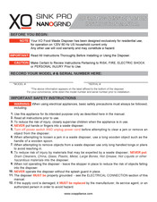Xo SINK PRO NANOGRIND XOD34HP Operating & Installation Instruction Manual