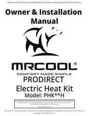 MrCool PRODIRECT PHK20H Owners & Installation Manual