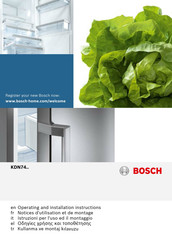 Bosch KDN74 Series Operating And Installation Instructions