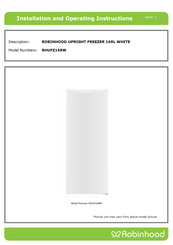 ROBINHOOD RHUFZ168W Installation And Operating Instructions Manual