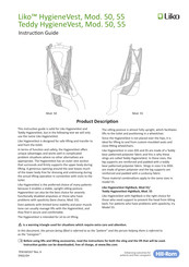 Hill-Rom Liko HygieneVest 50 Instruction Manual
