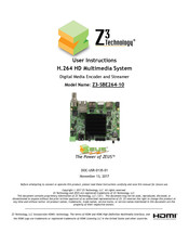 Z3 Technology Z3-SBE264-10 User Instructions