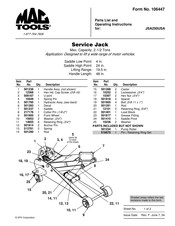 Matco Tools JSA250USA Parts List And Operating Instructions