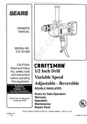 Sears craftsman 315.101280 Owner's Manual