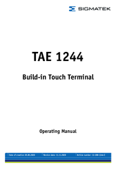 Sigmatek TAE 1244 Operating Manual