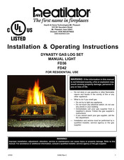 Hearth and Home Technologies Heatilator Dynasty FD42 Installation And Operating Instructions Manual