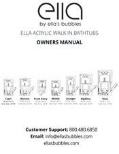 Ella's Bubbles Ella Capri OA3052D5PL Owner's Manual