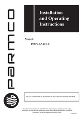 Parmco PPOV-6S-DT-3 Installation And Operating Instructions Manual