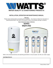 Watts WQT4 RO Series Installation, Operation And Maintenance Manual