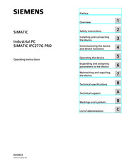 Siemens SIMATIC IPC277G Operating Instructions Manual