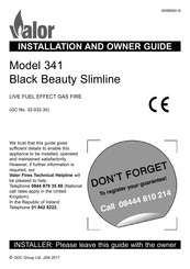 Valor Black Beauty Slimline Installation And Owner's Manual