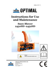 Trejon OPTIMAL 2450HD Instructions For Use And Maintenance Manual