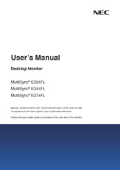 NEC MultiSync E224FL-BK User Manual
