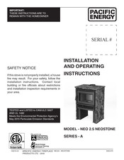 Pacific Energy NEO 2.5 NEOSTONE Installation And Operating Instructions Manual