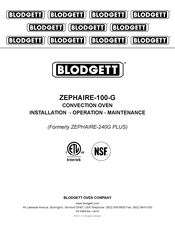 Blodgett ZEPHAIRE-100-G Installation Operation & Maintenance