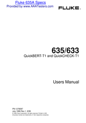 Fluke 635 QuickBERT-T1 User Manual