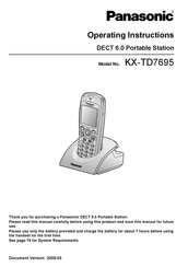 Panasonic KX-TD7695 - Wireless Digital Phone Operating Instructions Manual