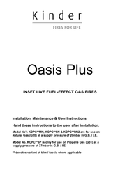 Kinder Oasis Plus KOPC SN Series Installation, Maintenance & User Instructions