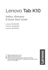 Lenovo TB-X6C6X Safety, Warranty & Quick Start Manual