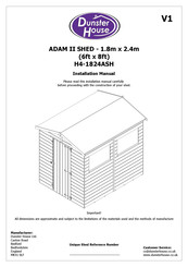 Dunster House ADAM II H4-1824ASH Installation Manual