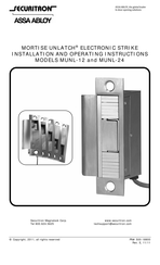 Assa Abloy SECURITRON MORTISE UNLATCH MUNL-24 Installation And Operating Instructions Manual