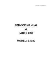Janome JUNO E1030 Service Manual And Parts List