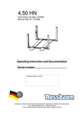 Nussbaum 4.50 HN Operating Instruction And Documentation