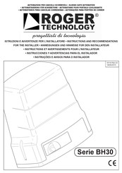 Roger Technology BH30/603/115V Instructions And Recommendations For The Installer