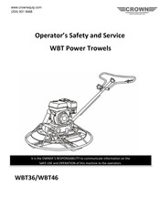 Crown WBT36 Operator's Safety And Service