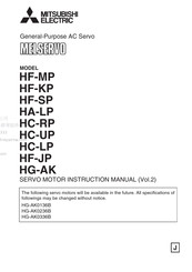 Mitsubishi Electric MELSERVO HC-UP Instruction Manual