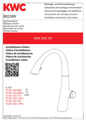 KWC ZOE TLP 10.201.242.127FL Installation And Service Instructions Manual