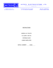 AVTECH ELECTROSYSTEMS AV-110G-PS Instructions Manual