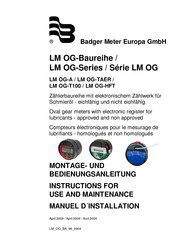 Badger Meter LM-OG-HFT Instructions For Use And Maintenance Manual
