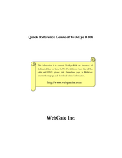 WebGate WebEye B106 Quick Reference Manual