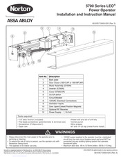 Assa Abloy Norton LEO 5700 Series Installation And Instruction Manual
